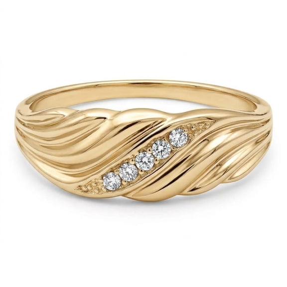 EJG Twisted Band Cubic Zirconia Ring Gold Tone Pave CZ Statement Ring Women Fashion Jewelry Gift