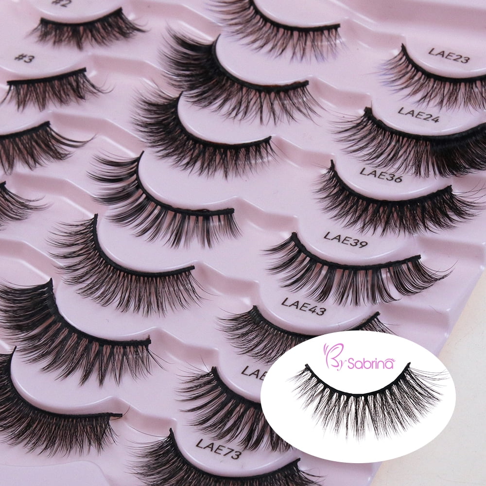 21Pairs Strip Lashes 21 Styles Mixed Natural Wispy Cat Eye Lash DIY Eyelashes Extension at Home for Most Eye Shapes