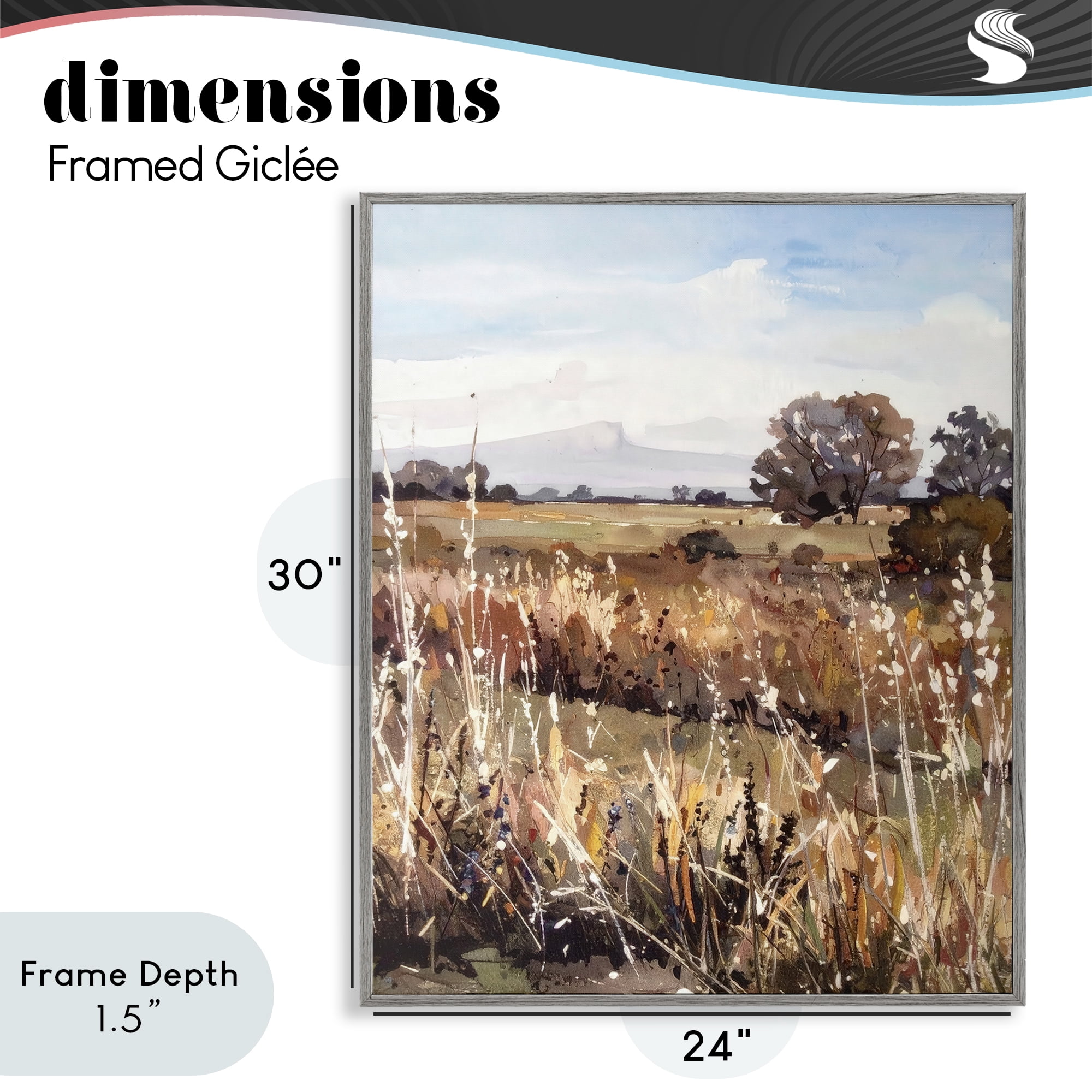 Stupell Industries Peaceful Meadow Expression Gray Framed Giclee Art, design by Alonza Saunders