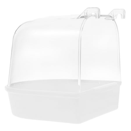 Luxshiny White Parakeet Bath Cage Attachment Made with ABS Material for Small Birds and Parrots