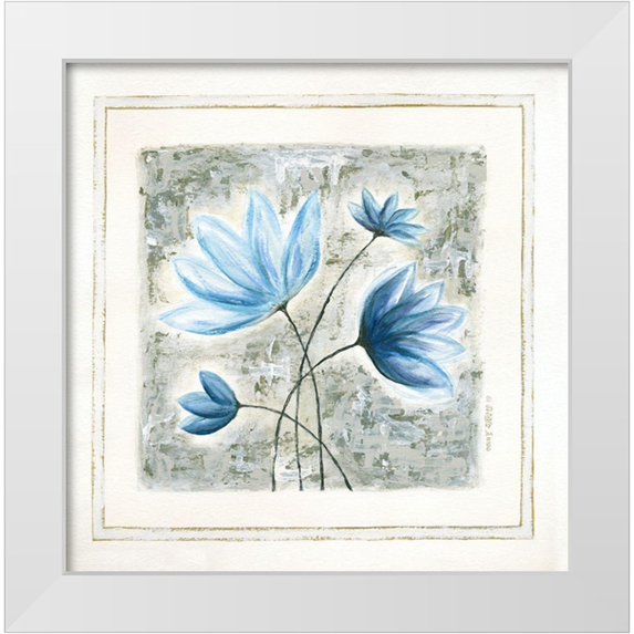 Shamp, Cindy 15x15 White Modern Wood Framed Museum Art Print Titled - Blue Flowers III