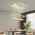 thumbnail image 2 of Luxury Modern Rectangular Raindrop K9 Crystal Chandelier Pendant Ceiling Light Without Bulb, 2 of 14