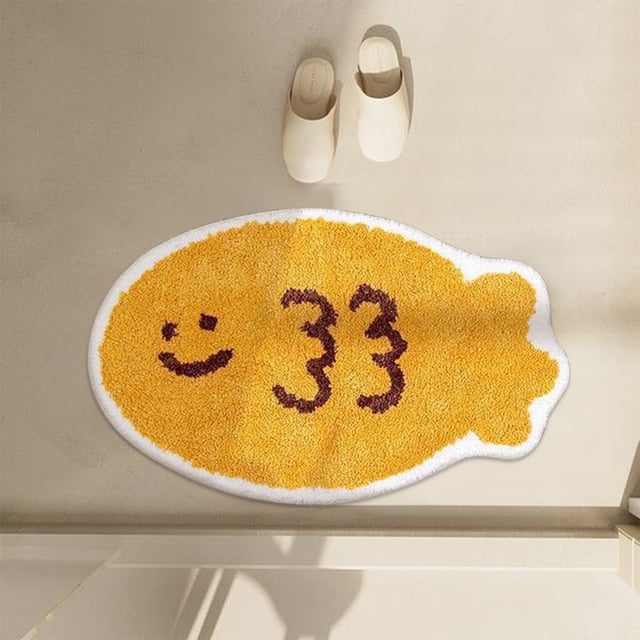 Tapete Pequeño Taiyaki de Lana de Imitación con Forma Especial para Baño, Absorbente y Antideslizante.
