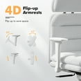 thumbnail image 5 of Solfway Criss Cross Chair with Wheels & Flip-up Arms, Executive Office Chair with Foot Rest, Swivel Cross Legged Office Chair, White Corduroy Fabric Comfy Computer Desk Chair, Vanity Chair for Home, 5 of 8