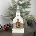 thumbnail image 2 of Northlight LED Lighted Holy Family Church Scene Christmas Snow Globe - 12", 2 of 7