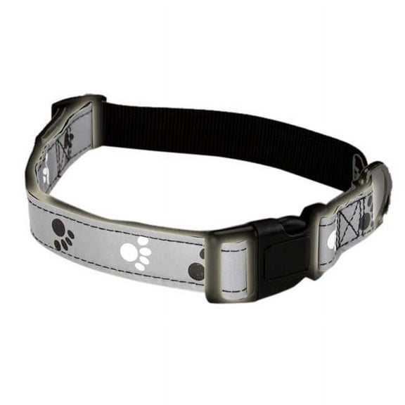 Casual Canine  Reflective Pawprint Collar - Black - 18-26 in
