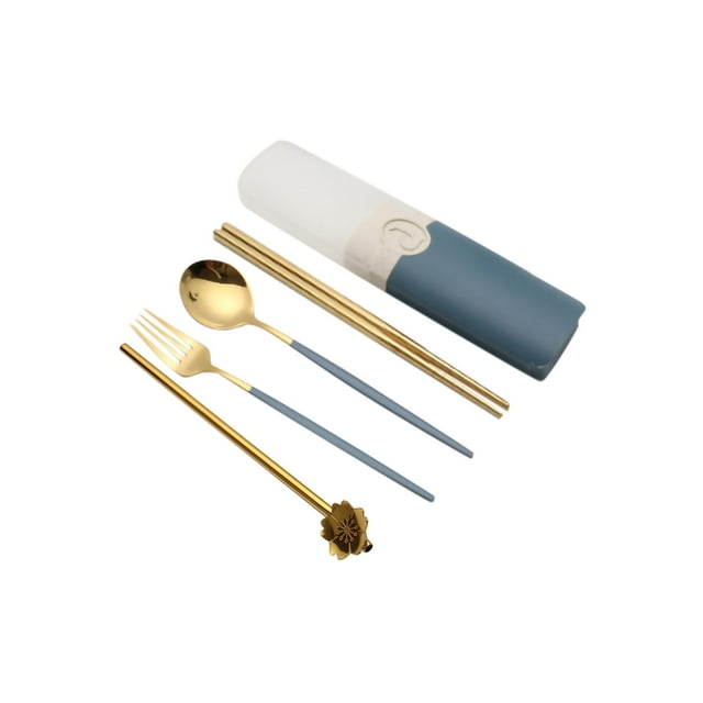 Awdenio Nouveau Ensemble de Couverts Portugais en Acier Inoxydable Boîte de Rangement Portable Cinq Pièces