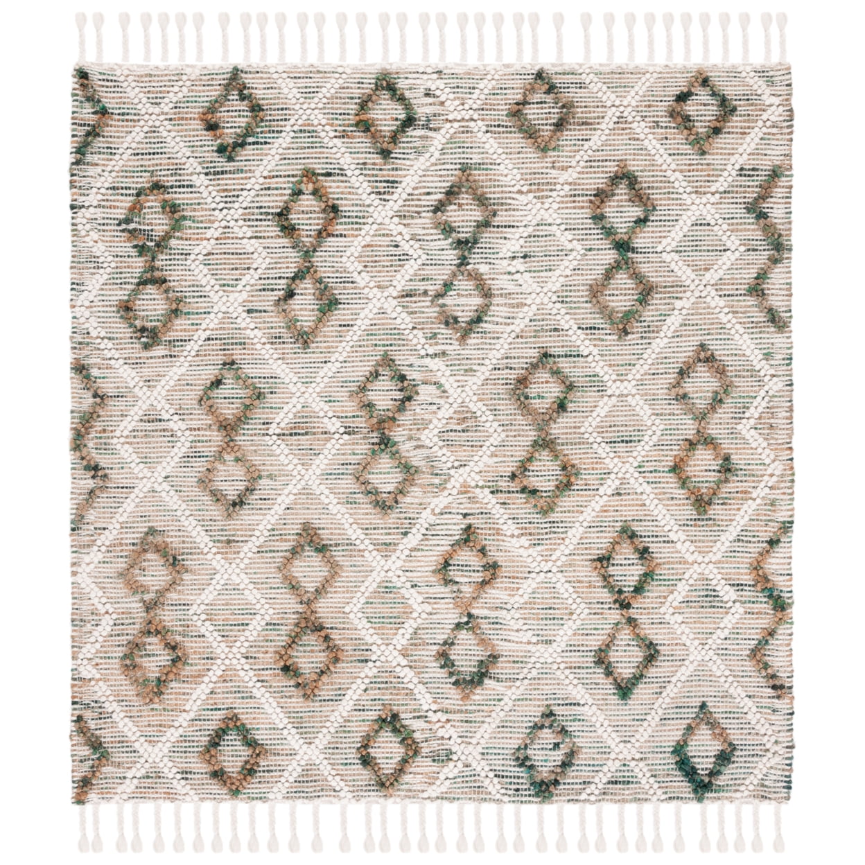 SAFAVIEH Natura Yamashita Geometric Area Rug, Ivory/Emerald, 5' x 8'