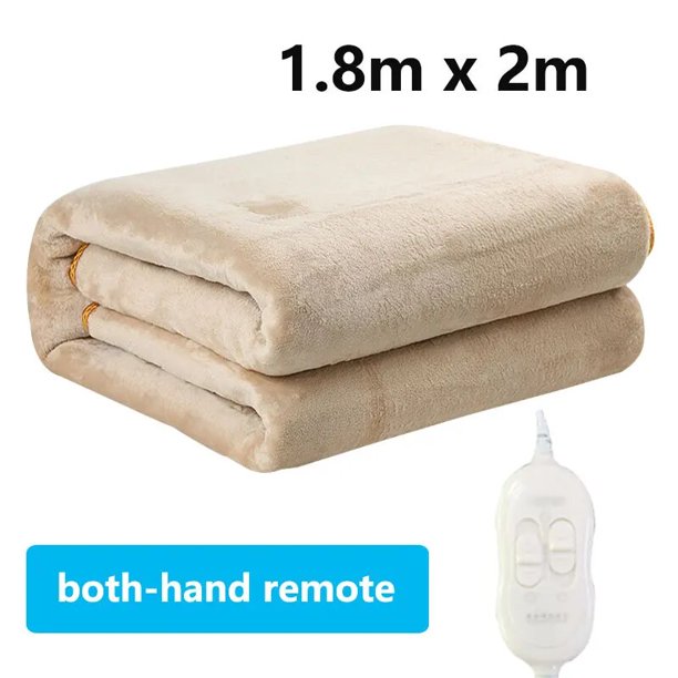 Manta eléctrica con calefacción de nivel para cama inteligente, manta con control remoto para 2 personas, doble de franela, 9