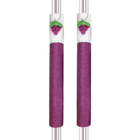 2pcs Floral Printed Refrigerator Handle Cover Decorative Pastoral Style Fridge Door Stand Handle Covers Kitchen Door Knob(Purple)