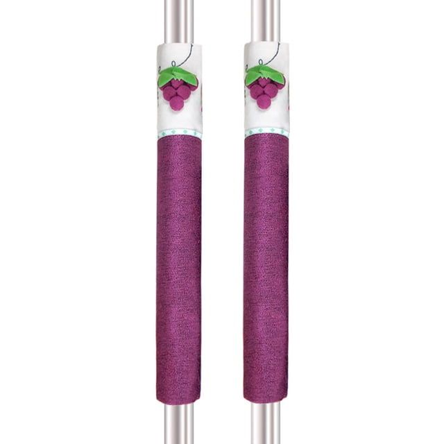 2 Pcs Poignée de Réfrigérateur Imprimée Florale Style Pastoral Décoratif Poignées de Porte de Réfrigérateur Bouton de Porte de Cuisine (Violet)