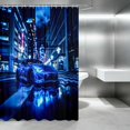 thumbnail image 2 of Erosebridal Sports Car Shower Curtain 72Wx84L, City Night Bathroom Shower Curtain, Blue Neon City, 2 of 5