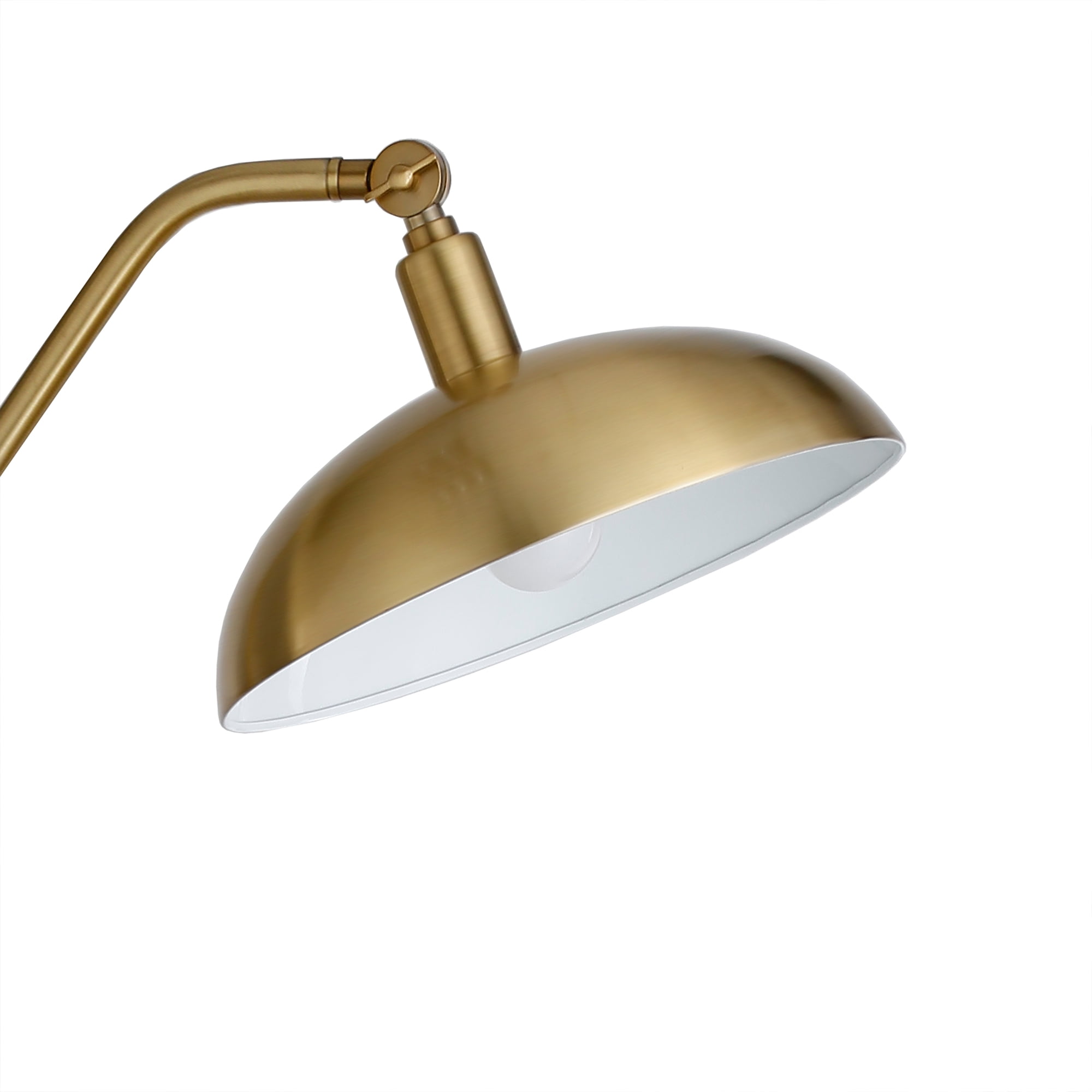 Evelyn&Zoe Devon Boom Arm Floor Lamp with Metal Shade, Brass/Brass