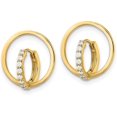 thumbnail image 2 of 14k Yellow Gold Polished CZ Circle Huggie Hoop Earrings - 14mm, 2 of 6