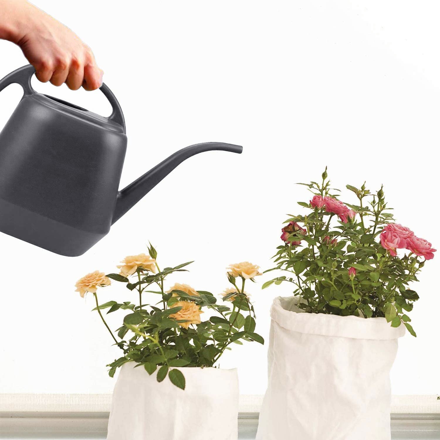 Plastic Watering Can, Grey, 1-Gallon