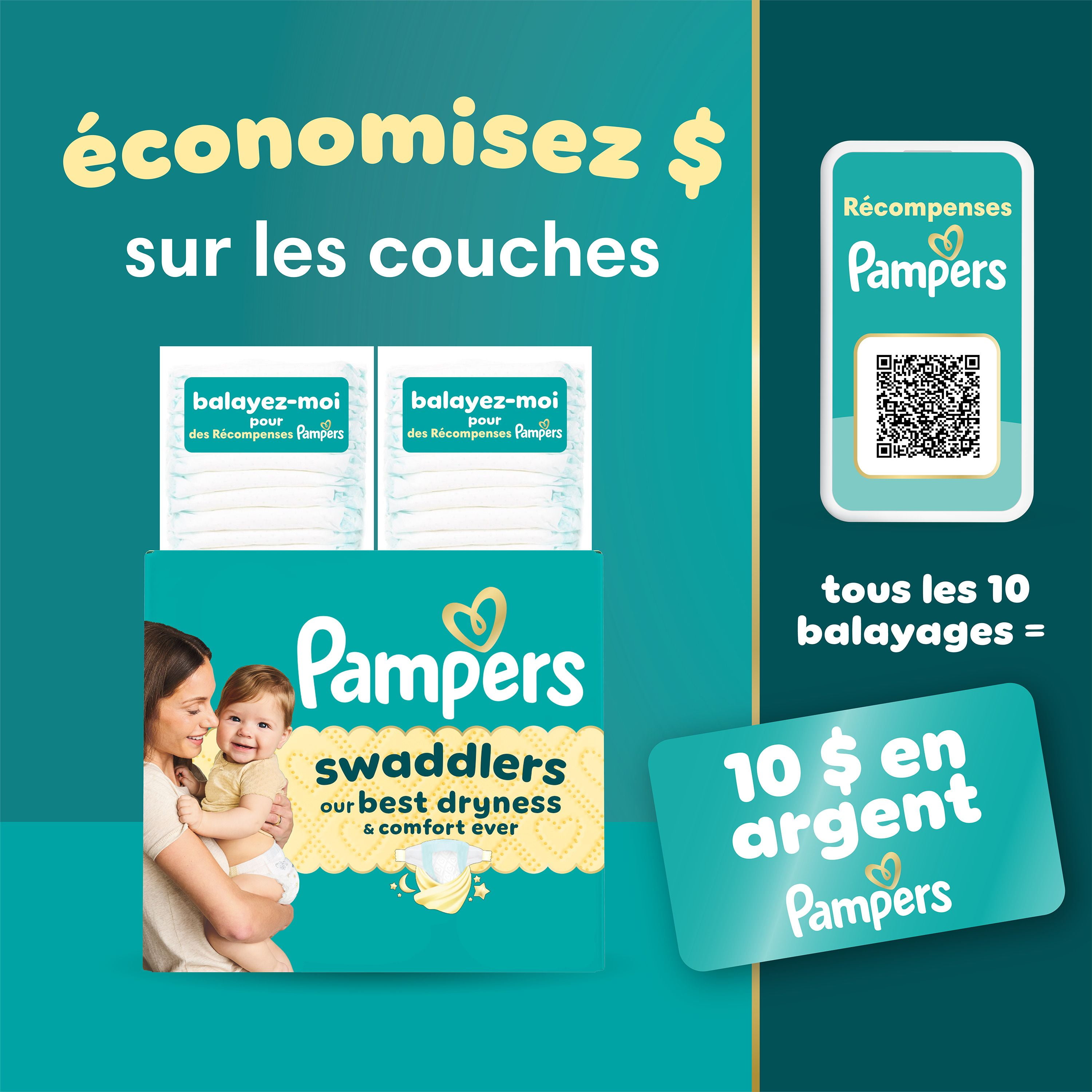 Pampers Swaddlers Diapers, Size 6 (23-44 lbs), Absorbent, Keeps Baby Dry and Comfortable, Skin Safe Disposable Baby Diaper
