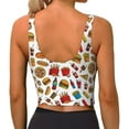 thumbnail image 3 of Haiem Hot Dog Pizza Pattern Womens Sports Bra - U Neck Padded Low Impact Yoga Bra Workout Crop Top Gym Moisture-Wicking Workout Vest -X-Large, 3 of 9