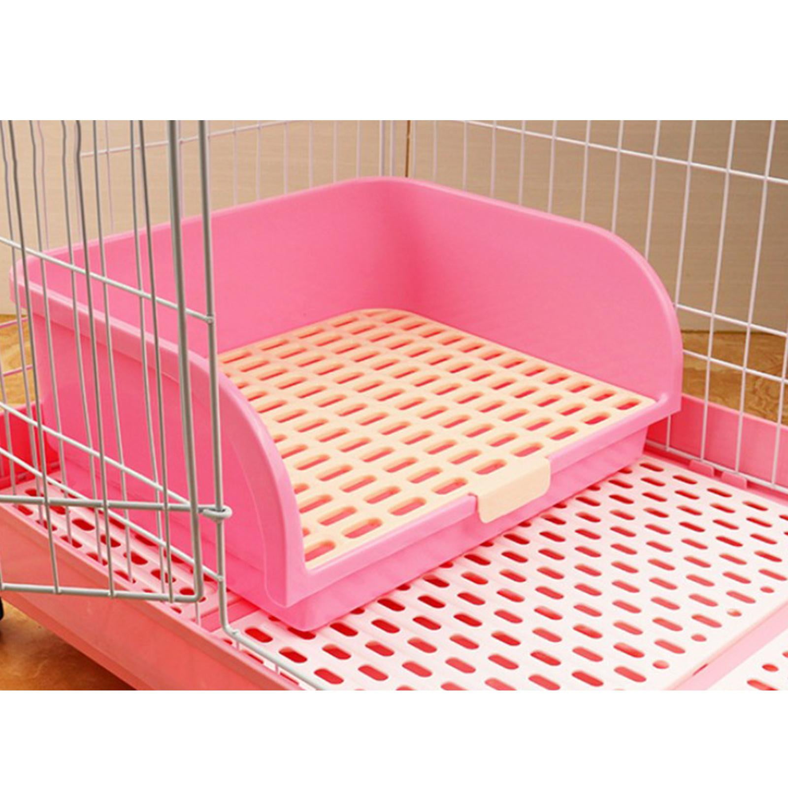 Large Rabbit Pet Toilet for Adult Animal Adult Bunny Rabbits Guinea Pig Ferrets Litter Pan Potty Trainer Pets Cage Toilet Bedding Box, Pink