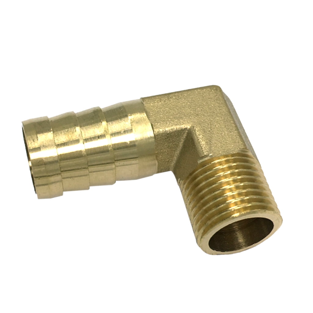 Brass Right Angle Garden Hose Connector 1/2"x19mm Barbed Male Hose