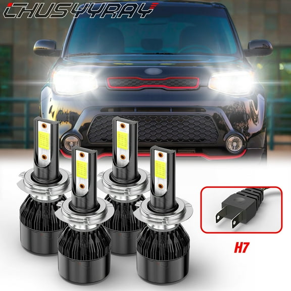 For Kia Soul 2014 2015 2016 2017 2018 2019 - 4x H7 LED Headlight High Low Beam Bulbs Kit 6000K White