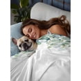 thumbnail image 3 of Green White Eucalyptus, King Size Flat Sheet, Wrinkleproof & Fadeproof Cooling Flat Bed Sheet Only, Watercolor Leaves Simple White Breathable Soft Bedding Top Sheets 105 x 98 Inches, 3 of 8