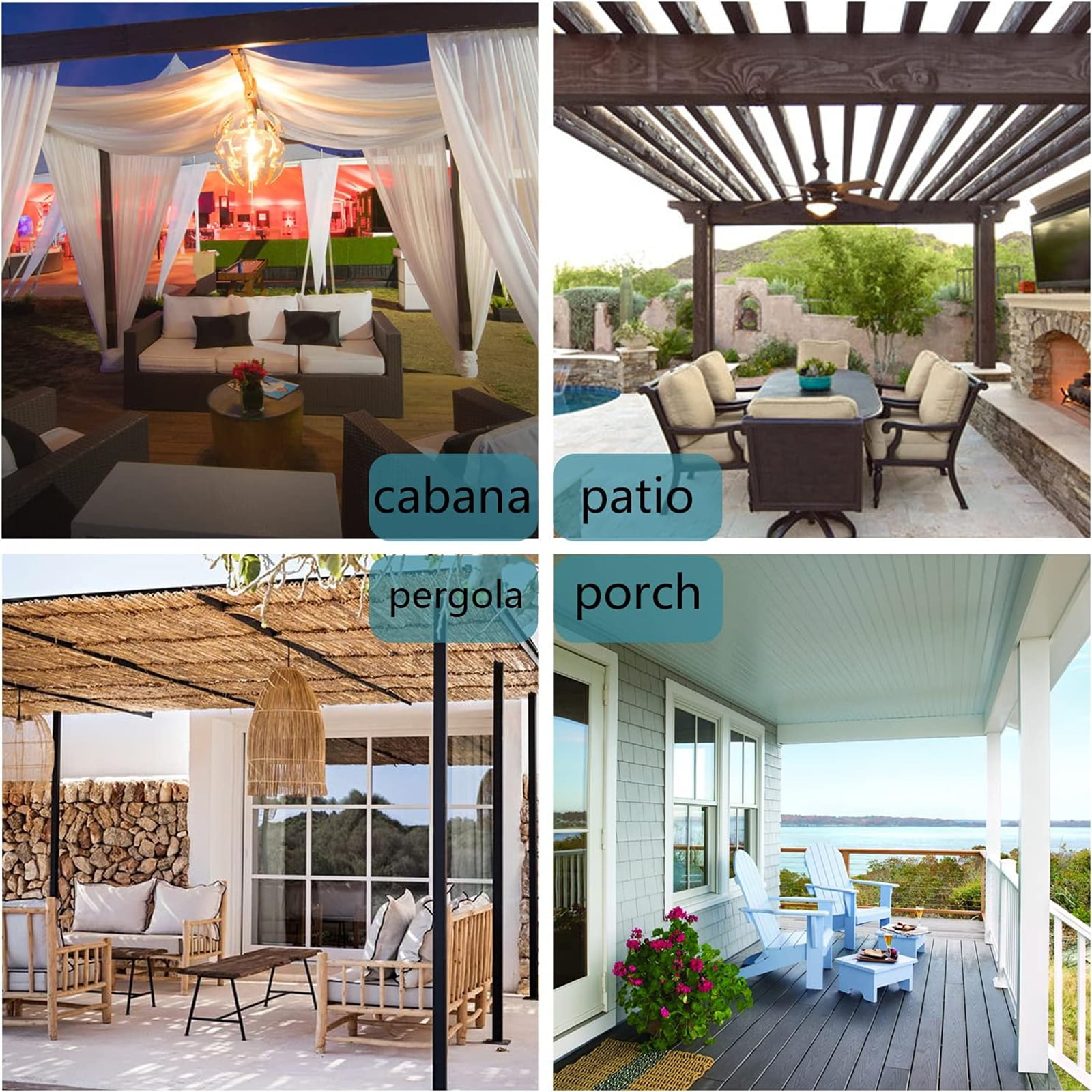 Xhegex Waterproof Outdoor Curtains for Patio, Light Filtering Privacy Weatherproof Grommet Outside Curtains for Porch, Pergola, Cabana, 2 Panels, 52W x 84L inch, Green