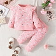 thumbnail image 4 of Esaierr 2Pcs Baby Infant Girls Autumn Winter Outfits 3M-24M Printed Long Sleeve Ruffle Trim Casual T-Shirt+print Pants, 4 of 7