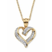 PalmBeach Jewelry Diamond Accent Two-Tone Pave-Style Looped Heart Pendant Necklace 18k Gold-Plated 18"