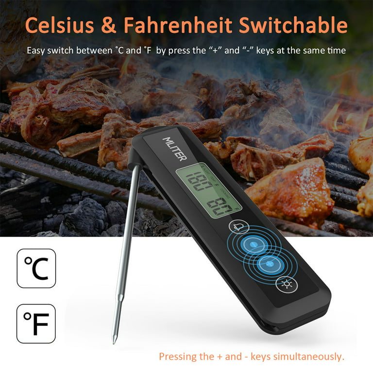 Digital Instant Read Meat Thermometer - Waterproof Kitchen Food Cooking  Thermometer with Backlight LCD - Best Super Fast Electric Meat Thermometer  Probe for BBQ Grilling Smoker Baking Turkey 
