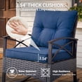 thumbnail image 6 of 3 Pieces Patio Outdoor Conversation Set, Patio Furniture Bistro Set with 2-Tier Coffee Table, PE Wicker Rocking Chairs with Blue Cushions for for Backyard Porch Poolside, 6 of 10