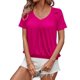 thumbnail image 2 of Camisetas Casuales de Verano para Mujer, Camisetas de Corta con Cuello en V, Camisetas Rosa Rojo L, 2 of 7