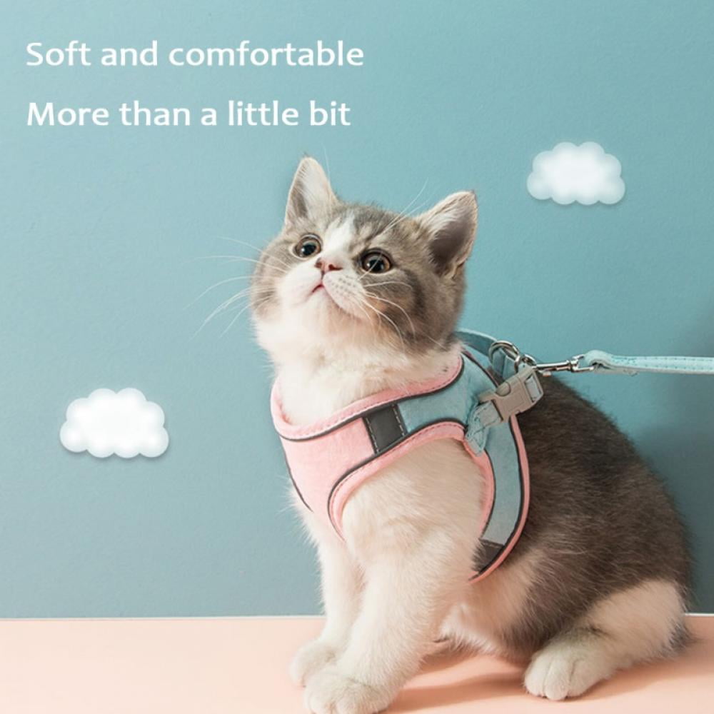 AVAIL Pet Cat Harness And Leash Set - Reflective Padded Dog Harness Small Pets Cat Puppy Vest for Chihuahua Bulldog Suede Adjustable Comfort No Pull Puppy Vest Harnesses Walking