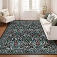 thumbnail image 2 of Area Rug 9x12 Black Living Room Rugs Washable Non Slip Floral Print Bedroom Rug Indoor Farmhouse Large Carpet for Dining Room Low Pile Botanical Floorcover for Home Office, 2 of 8