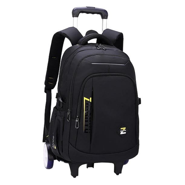 Mochila con ruedas para ordenador portátil, con correas ajustables, mochila con ruedas para portátil, maleta con ruedas para pasar la noche o hacer Rueda grande amarilla 2