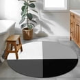 thumbnail image 3 of Modern Black Grey Round Area Rug 3.3Ft Washable Circle Rugs for Dining Room Table, Abstract Minimalist Geometric Plaid Non-Slip Carpet Floor Mats Indoor Outdoor Carpet Runner Aesthetic Home Decor, 3 of 8