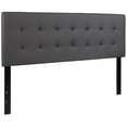 thumbnail image 3 of BizChair Button Tufted Upholstered Queen Size Headboard in Gray Vinyl, 3 of 12