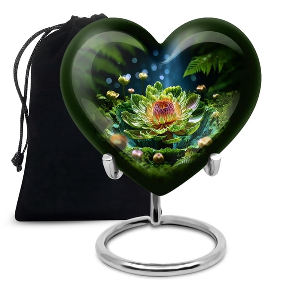 YATHABHISA Heart Lotus Urn Memorial Gifts for Male and Female, Burial & Funeral Urns, Ashes Holder for Adults, Large Cremation Urn for Human Ash, Handcrafted Urns, Humans Remain Urn, 10 Inch