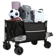 thumbnail image 3 of GDF Studio Extended Folding Wagon with Removable Canopy & Mosquito Net, All-Terrain Garden Cart with Brakes, Black, 3 of 18
