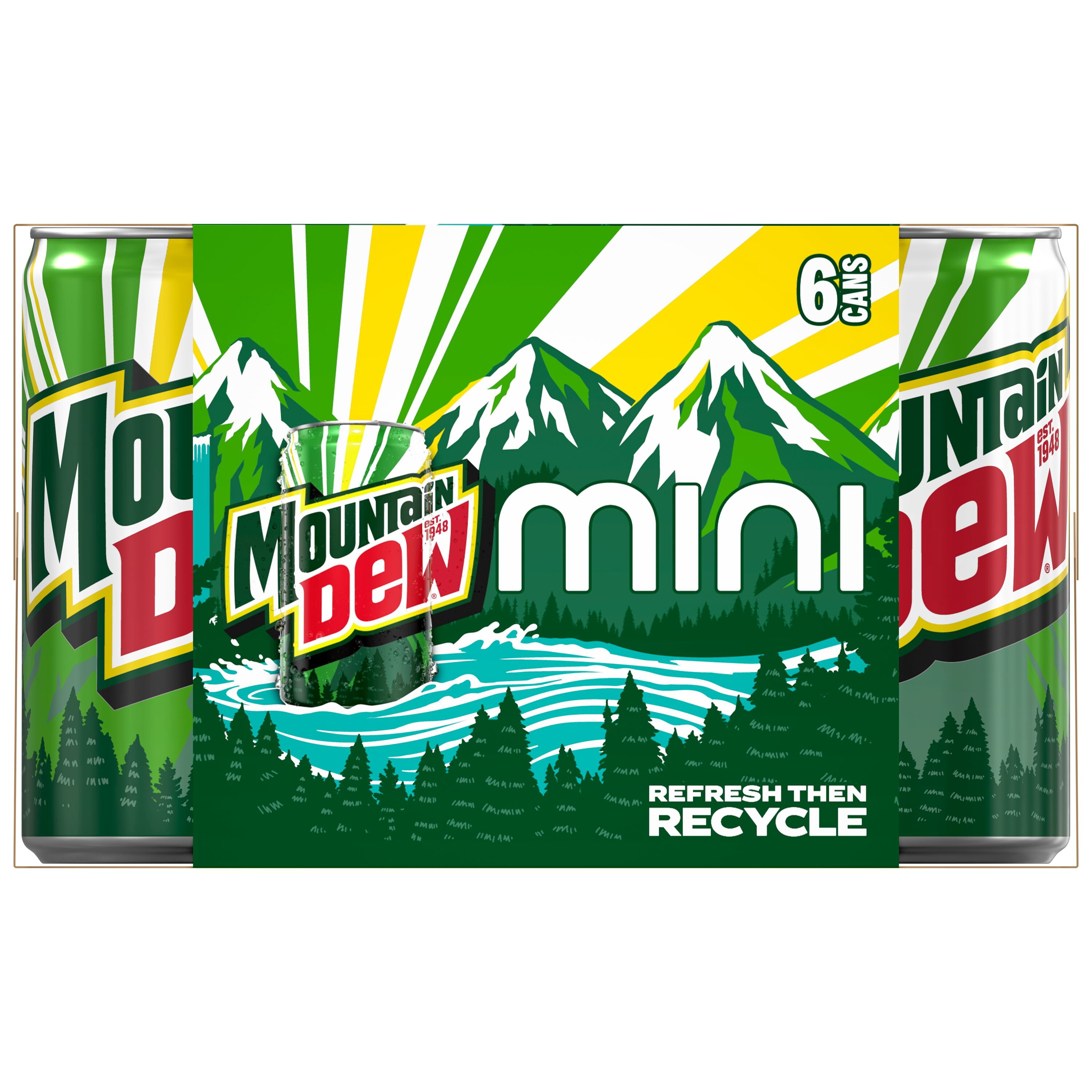 (2 pack) Mountain Dew Soda Citrus Pop, 7.5 fl oz 6 Pack, Paperboard, Allergens not contained