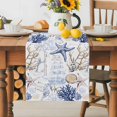 thumbnail image 2 of Burlap Table Runner 90 Inches Long,Ocean Starfish Blue Coral Non-Slip Kitchen Table Runners for Dining Room Everyday Use Party Table Decorations Nautical Anchor Vintage Boat, 2 of 9