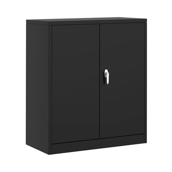GloryStar Lockable Wall Storage Cabinet, Heavy Duty Black Steel Cabinet with Adjustable Shelves, Rust-Resistant Coating, Secure Double Doors, Designed for Garage or Office, Simple to Assemble