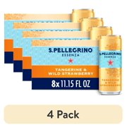 (4 pack) S.Pellegrino Essenza Tangerine & Wild Strawberry Flavored Mineral Water, 89.2 fl oz, 8 Pack Cans