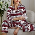 thumbnail image 5 of KLL Buffalo Plaid Forest Print Women's Long Sleeve Pajamas with Pants Sleepwear Loungewear 2 Set-Large, 5 of 7