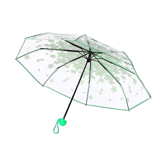 Cherry Blossom Automatic Transparent Umbrella Folding Compact Clear,Transparent Canopy for Rain, Wedding, Travel & Everyday Use, Portable See Through Umbrella for Women & Men