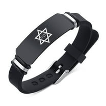 Adjustable Judaism Hexagram Hebrew Name of God Blessing Silicone Strap Bracelet Wristband for Men Women Teens, Jewish Star of David Yahweh Yhvh Tetragrammaton Divine Protection Bangle