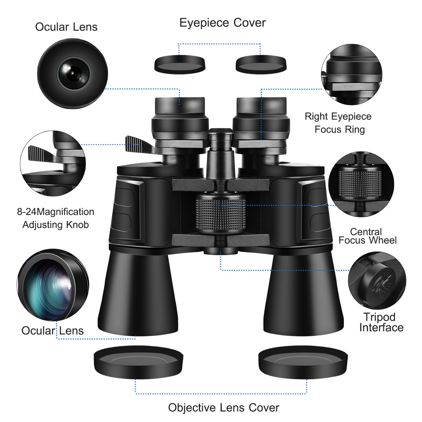 Compact Binoculars for Adults, Professional High Powered Large View Binoculars with Clear Low Light Vision and BAK-4 Prisms, for  Bird Watching, Outdoor, Sports, Concerts, Stargazing, Black