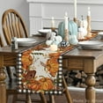 thumbnail image 3 of Smile Buffalo Check Plaid Fall Table Runner 13 x 108, Harvest Thanksgiving Pumpkins Mushrooms Birdhouse Maple Leaves, 3 of 9