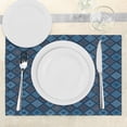 thumbnail image 3 of Ambesonne Blue Place Mats Set of 4, Detailed Squares, Standard Size, Turquoise Navy Blue, 3 of 6