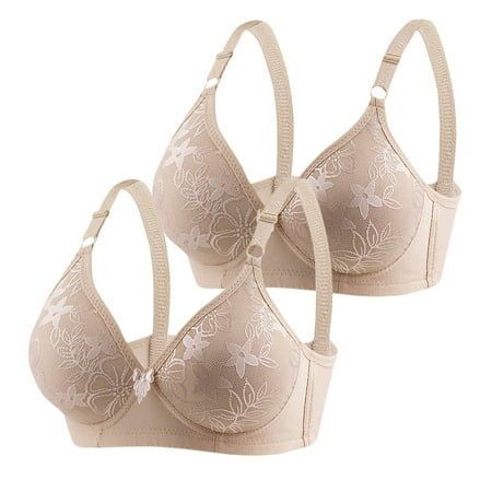 Padded Bras for Women Push up Padded Bra Feature V-Neck Balconette Bra Style W-418 Khaki XXL