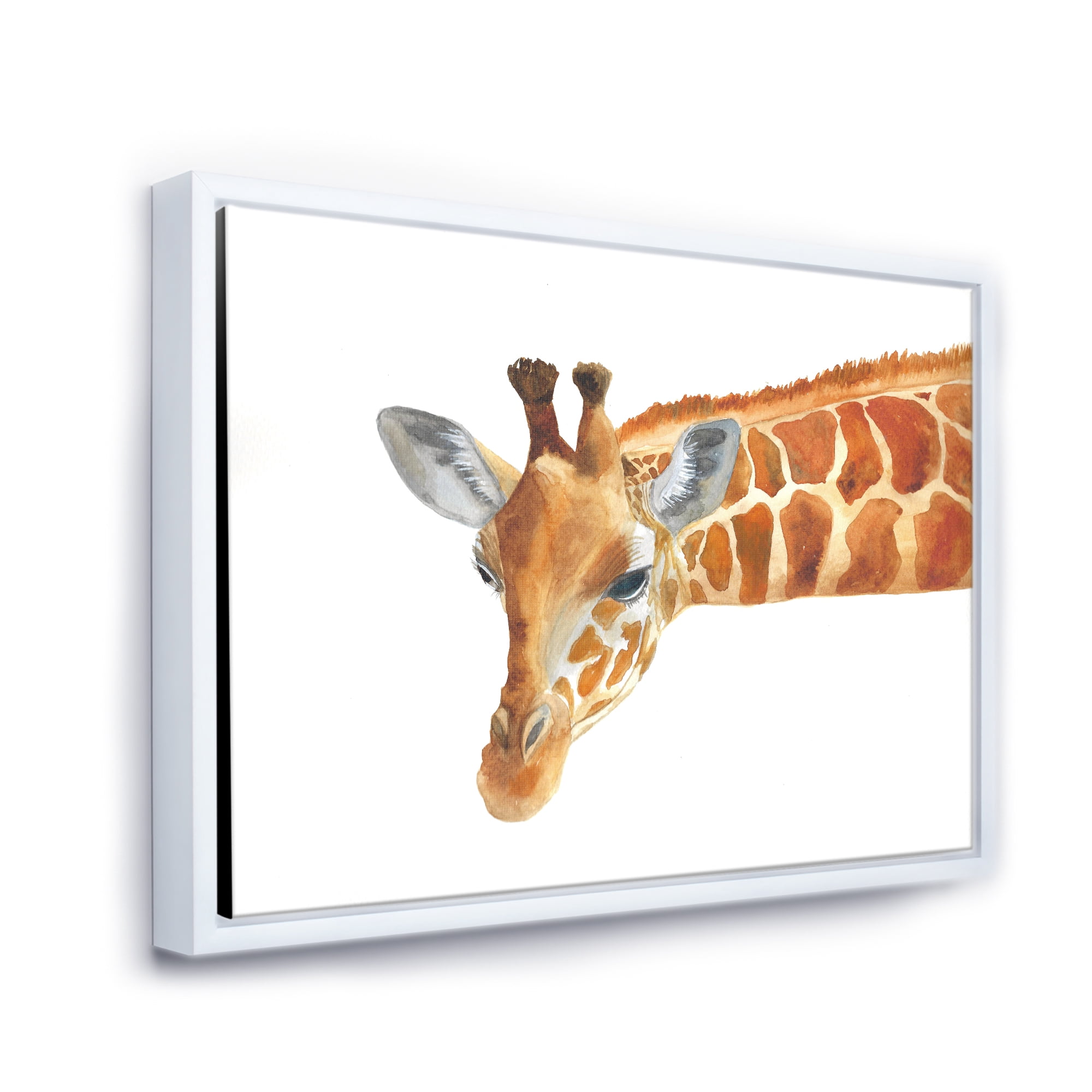 Designart 'Close Up Portrait of A Giraffe IX' Farmhouse Framed Canvas Wall Art Print